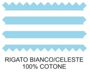 RIGATO BIANCO CELESTE 100% COTONE